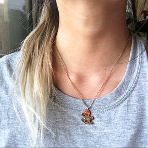 Dainty rocking horse necklace with gemstone